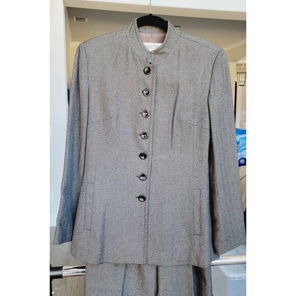DONNA TORAN 2 Pcs SUIT Long Jacket/ Blazer & Pants Sz 10 Gray Vtg - Picture 7 of 13